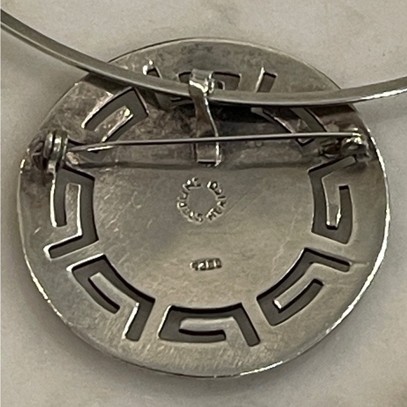 Sterling Choker w Large Mayan Pendant from Mexico - Picture 4 of 10